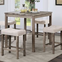 Brand New Grey & Beige 5pc Counter Height Dining Table Set 