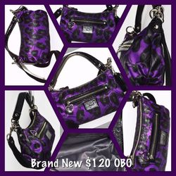 Authentic Coach Poppy Purple Leopard Print Bag