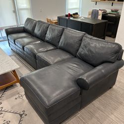 Ethan Allen Leather Sofa Couch Compare to Restoration Hardware & Pottery Barn