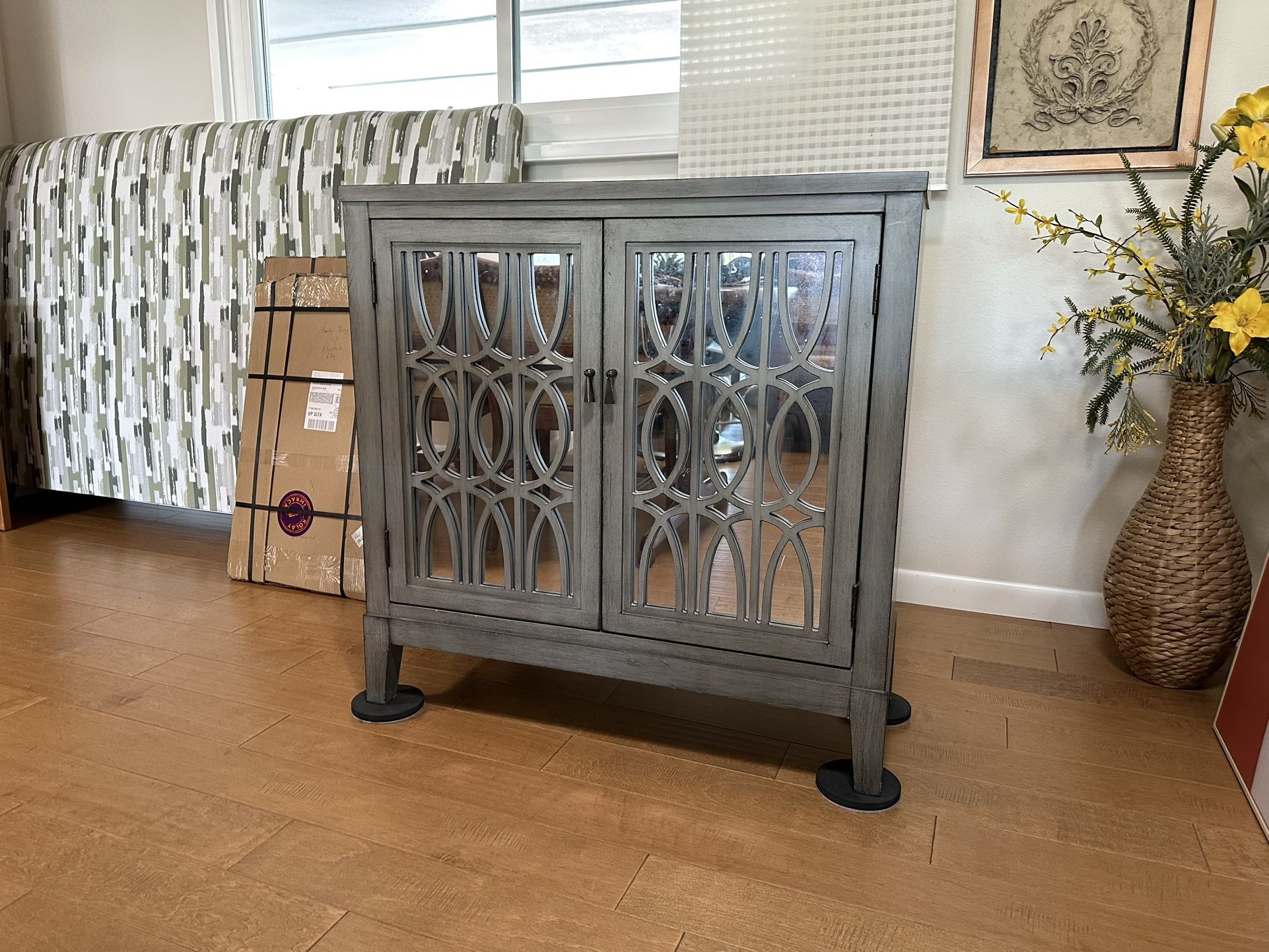 Gray Cabinet W/ Mirrored Doors - 3’ X 3’