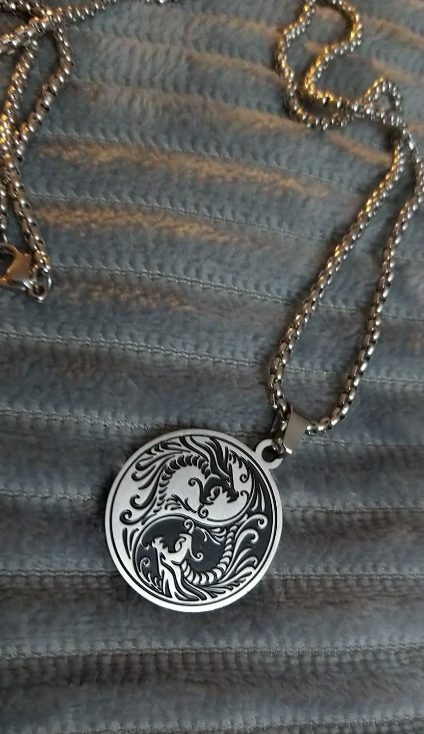 Yin Yang Double Dragon Disc Pendant