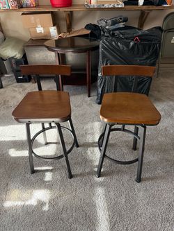 Pair of Industrial Swivel Bar Stools
