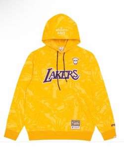 Aape x Mitchel & Ness LA Lakers Yellow camo hoodie (Sz L)
