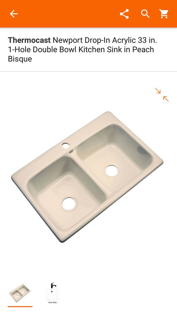 Thermocast Newport Drop In Acrylic 33 In 1 Hole Double Bowl Kitchen Sink In Peach Bisque For Sale In Dearborn Mi Offerup