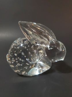 Bubble Glass Bunny Sculpture Paperweight 