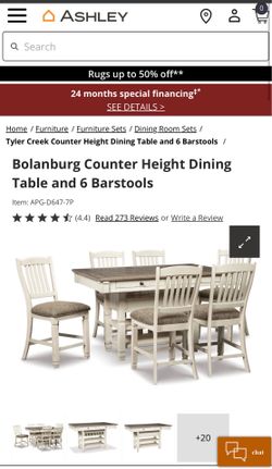 Ashley’s Bolanburg Counter Height Dining Table and 6 Barstools