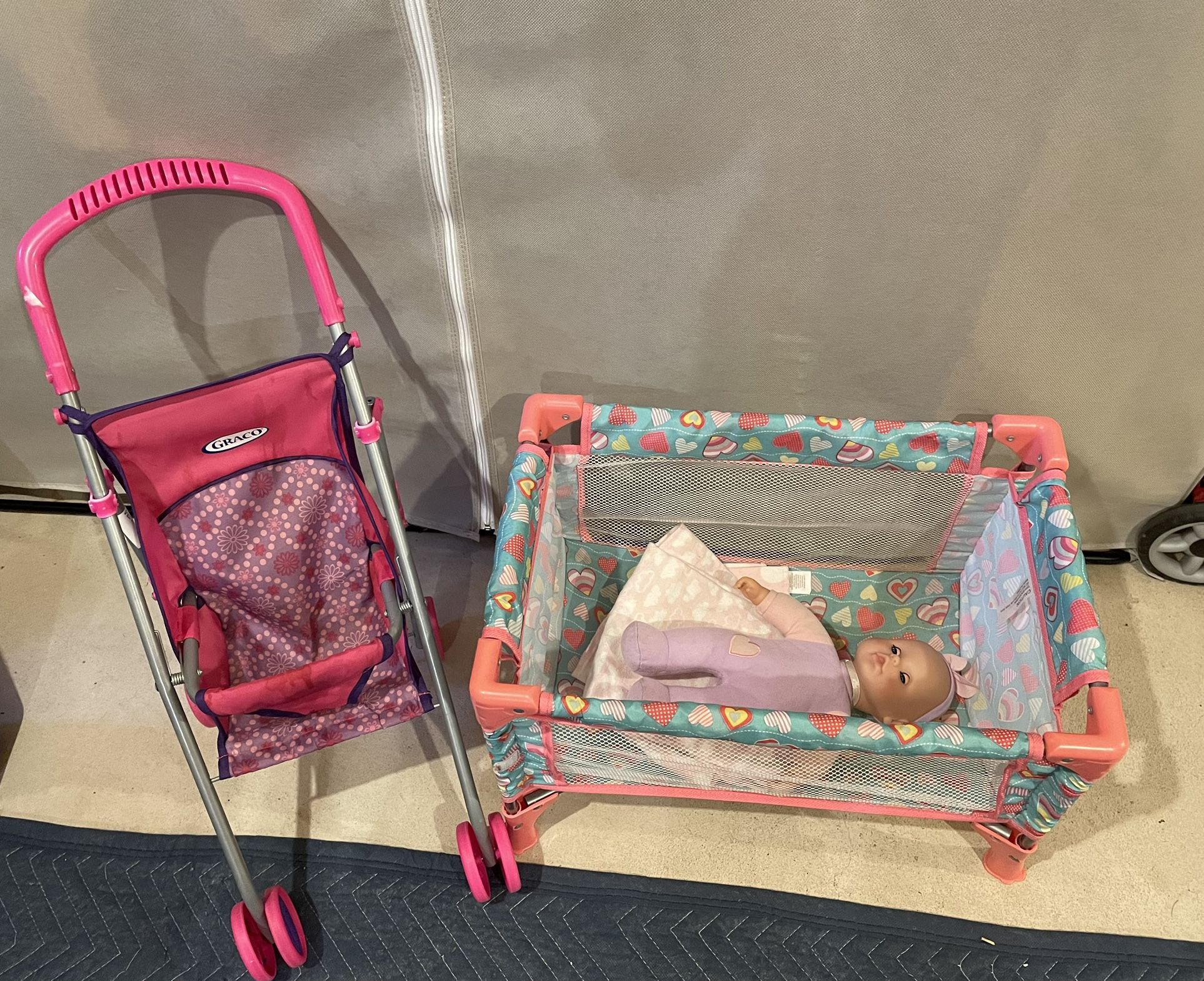Doll Stroller And Crib 