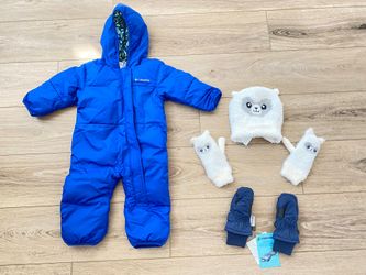 Columbia Snowsuit, Beanie, Mittens