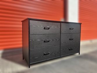 Black 6-Drawer Wide Dresser