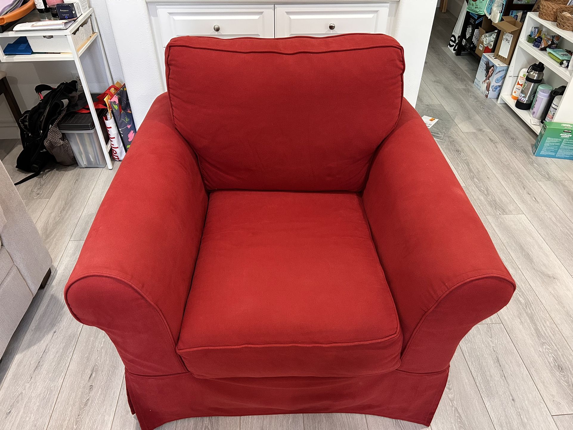 Red Pottery Barn Couch / Sofa & Armchair