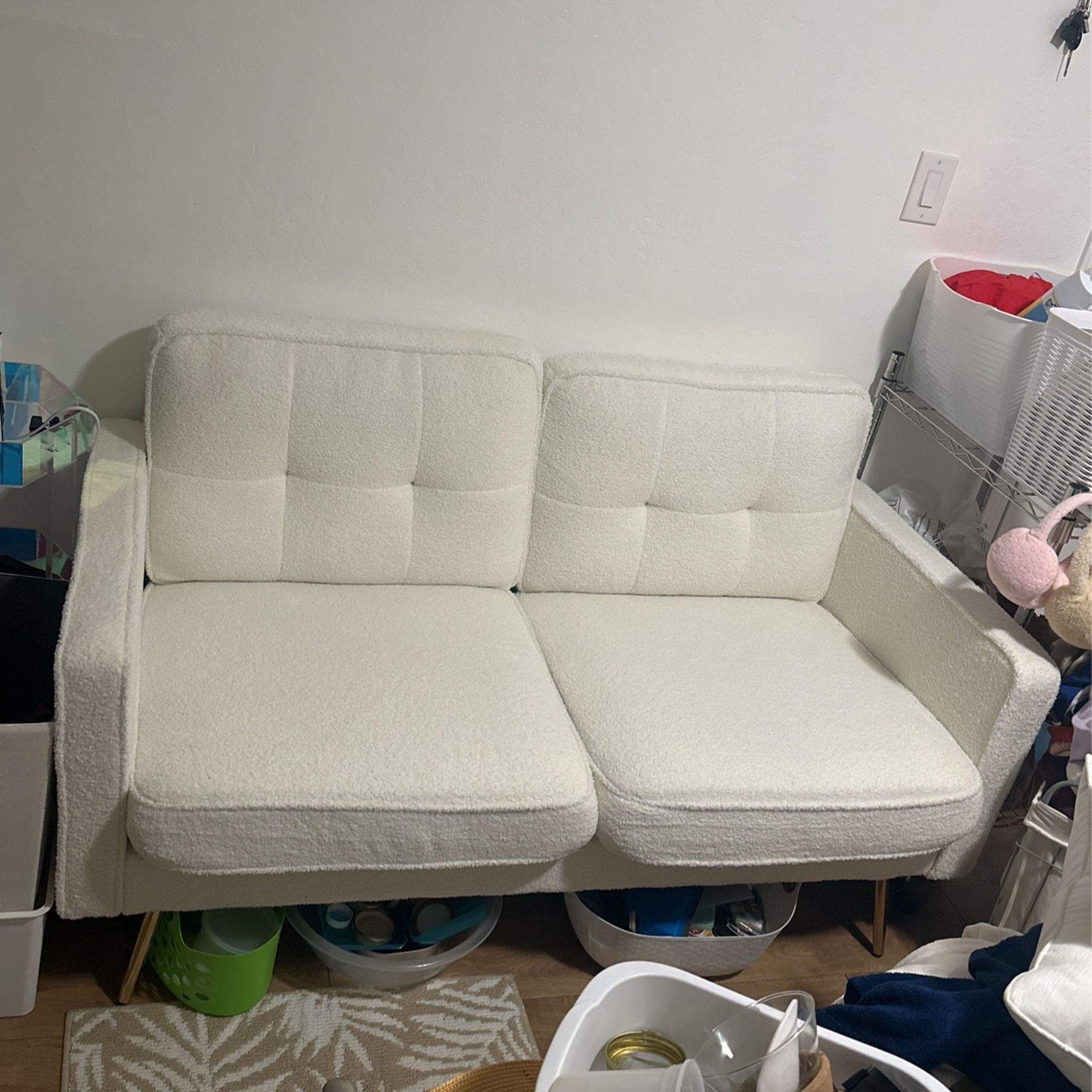 Loveseat White couch Small Sofa 