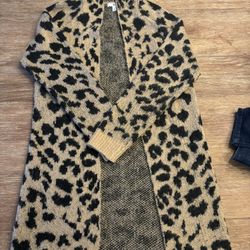 BP Leopard Print Sweater Cardigan 