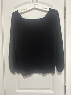 Black Long Sleeve Blouse With Crochet Trim