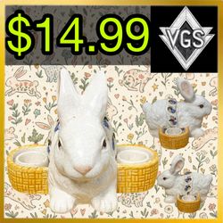 *VINTAGE* 1990s Ceramic Bunny Candle Holder