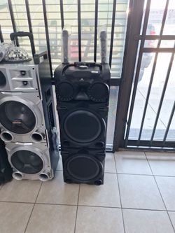 Large Portable Party Speaker with Wireless Mics
