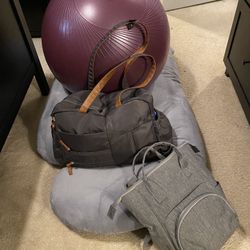 Like New Pregnancy Ball, Pregnancy Pillow, And Two Diaper Bags. 
