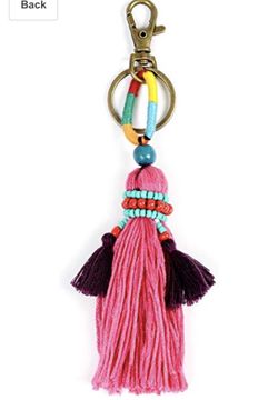 Pom Pom Tassel Keychain for Women - Car Mirror Hanging Keyring Accessories, Bag Charm for Sisters, Friends, Kids