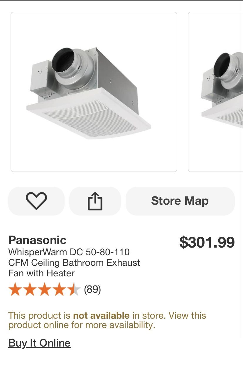 Panasonic WhisperWarm Ceiling Bathroom Exhaust