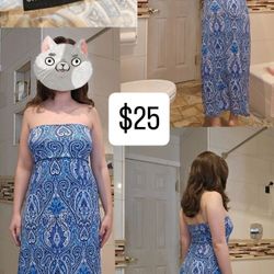 Cynthia Rowley Paisley Strapless Long Dress