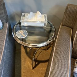 2 Chrome & Glass Heavy Side Tables