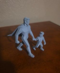 3D Printed Superhero Father and Son Statue