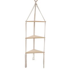 Macrame 3 Tier Wood Triangle Shelves Wall Decor Boho Home Decor NEW, Accessories Not Included