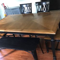 Ashley Furniture Oak Dining Room Table And Bench