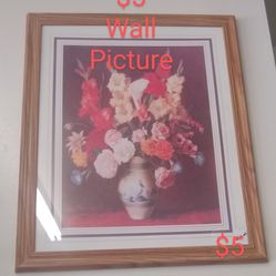 Flower Vase- Wall Picture w/ Wooden Frame