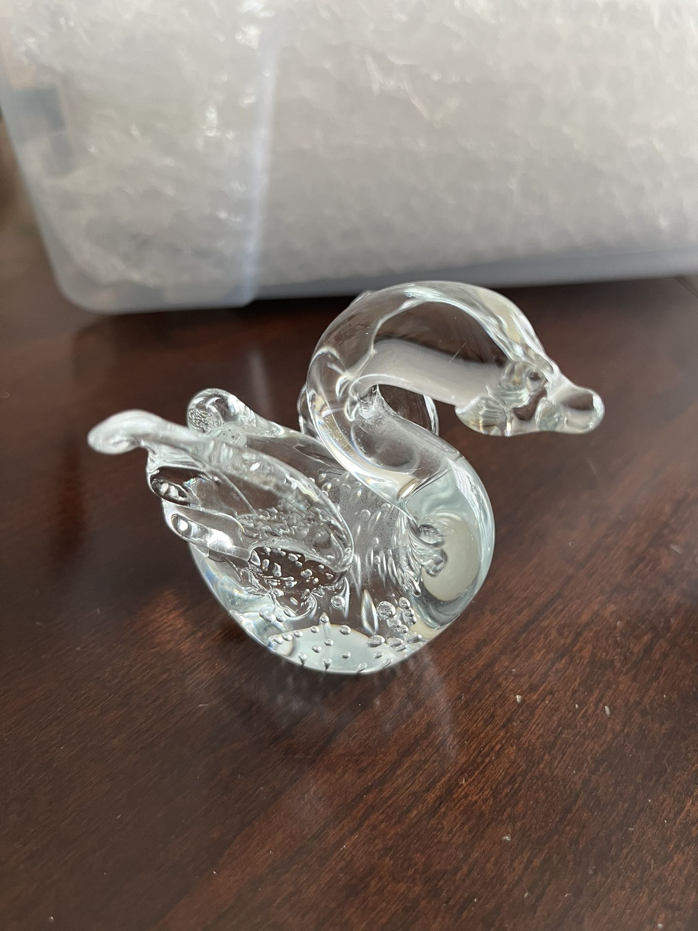 Vintage Glass Swan Paperweight