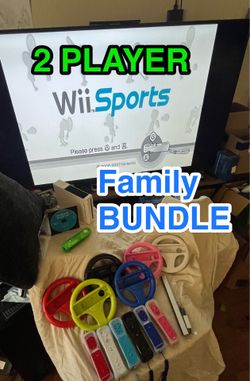 X2 Nintendo Wii Sports Family BUNDLE • Wii Console + Like NEW Games + Controllers 2 player Multiplayer Resort