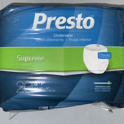 Presto Supreme 20 Count Daily Underwear Small 