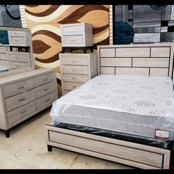 Akerson Driftwood Panel Bedroom Set/Dresser,mirror,nightstand,bed//Queen And King Size Available/Mattress Sold Separately