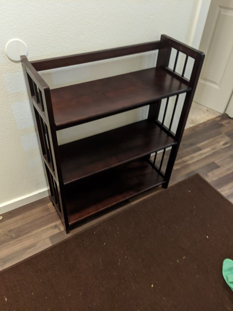 3 tier foldable wooden shelf