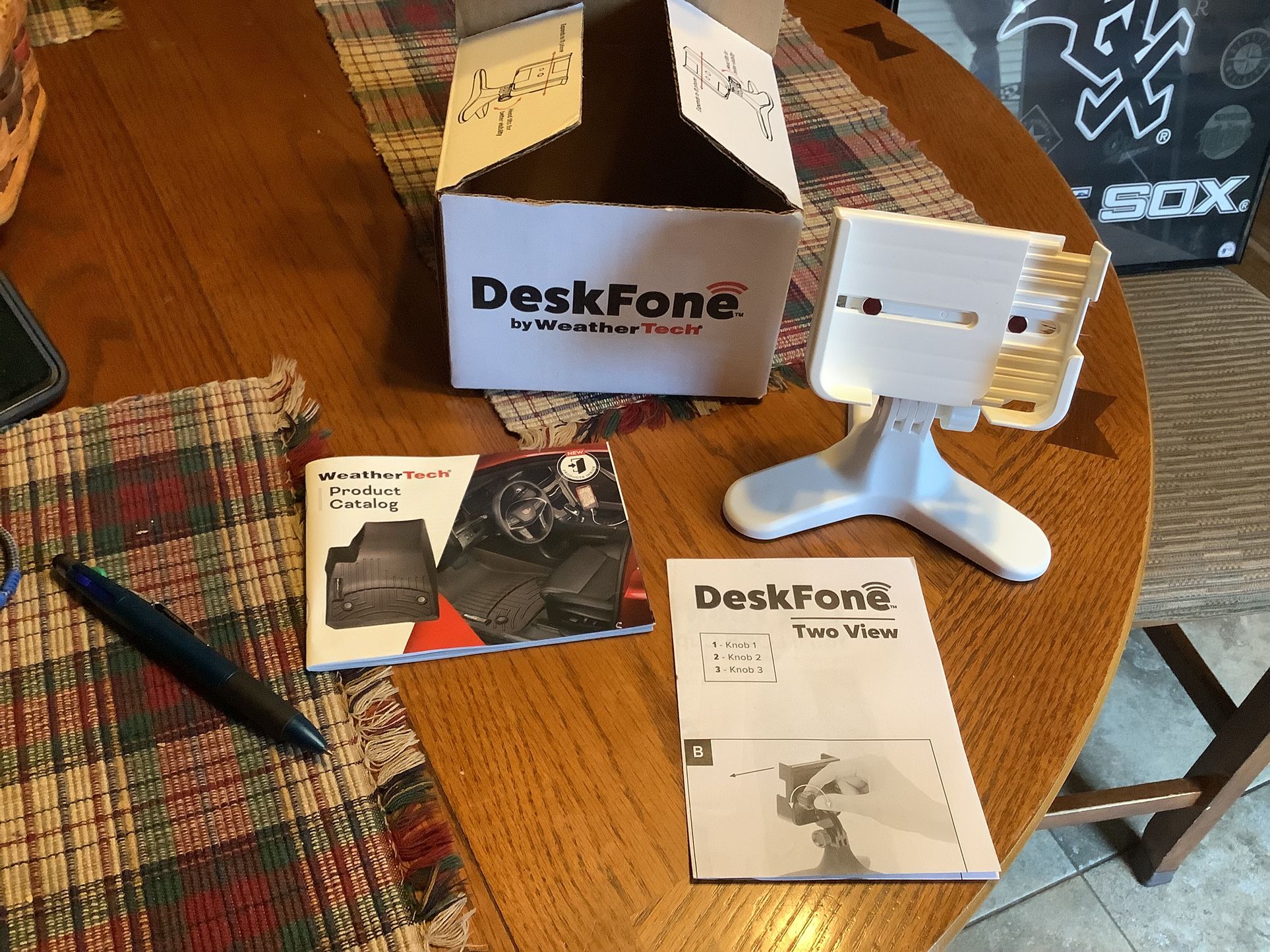 Weather Tech white Desk Fone brand new got as a gift never used it. Adjustable height and width Plainfield, Illinois