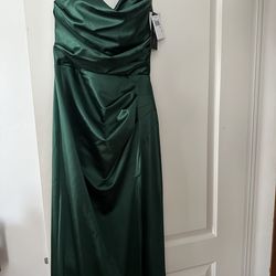 Hunter green Strapless Dress