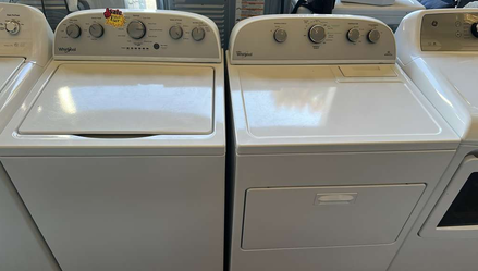 Whirlpool Top Load Washer & Dryer Set – White, Dial Controls