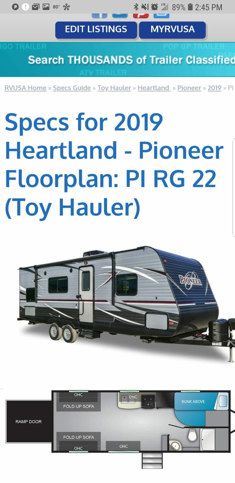 Toy Hauler - Camping Trailer