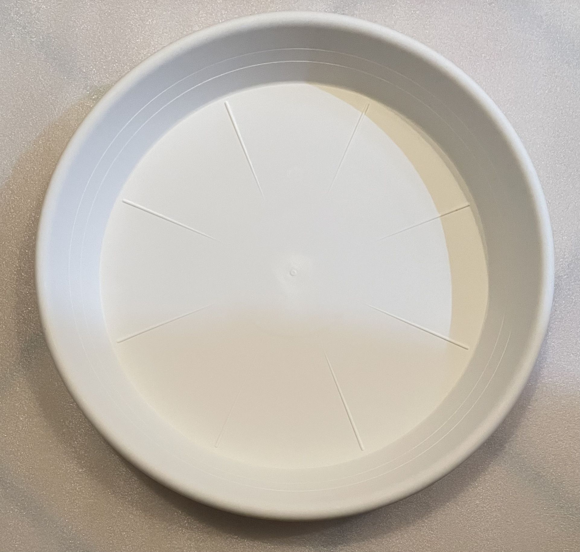 16” (13.5” Base) Pack of 2 Plant Saucers-White Granite Colored Polypropylene