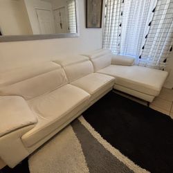 White Leather Sectional Couch