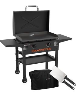 Blackstone 2450AZ 28" Omnivore Griddle with Hood Bundle Includes 28" Griddle with Hood, Soft Cover, and Two Spatulas, 2 Burner Propane Griddle