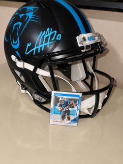 Panthers Hubbard signed helmet