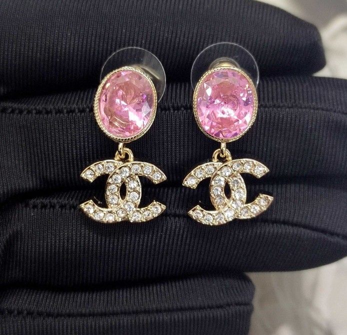 CC Full diamond pink earrings