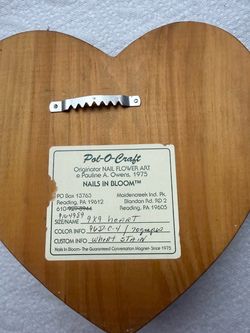 Vintage 1975 Pol-O-Craft 3D Nail Flower Art Plaque (Heart)