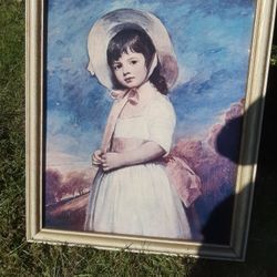 Vintage Lithograph Miss Juliana Willoughby Framed