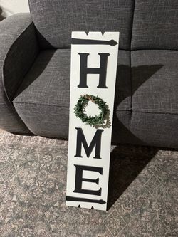 Farmhouse HOME Wood Sign with Wreath