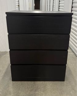 • IKEA BLACK BROWN OAK FINISH LARGE 4 DRAWER CHEST DRESSER IN NEW CONDITION DELIVERY AVAILABLE
