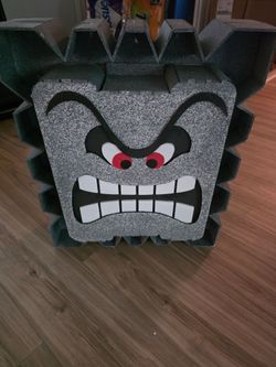 Full‑Size Handmade Mario Thwomp Prop – 20×23.5×9 – One‑of‑a‑Kind
