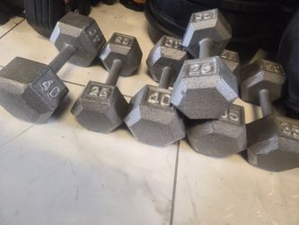 Cast Iron Hex Dumbbells - Pairs 25, 35, 40 lb