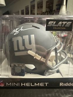 Michael Strahan Signed New York Giants Riddell Slate Speed Mini Helmet Beckett