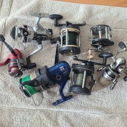 Fishing Rod Reels..only..Various Types..penn..tidewater..south Bend..7 In All..